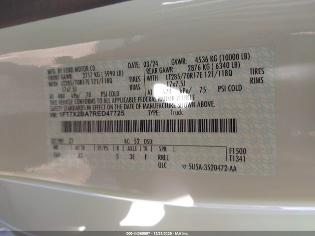1FT7X2BA7RED47725 Ford F-250 Xl