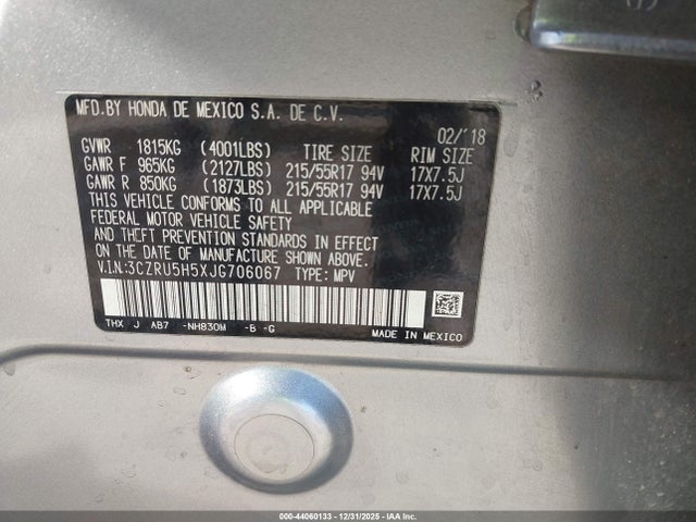 Aukcja sprzedaży 2018 Honda Hr-v Ex, vin: 3CZRU5H5XJG706067, numer aukcji: 44060133