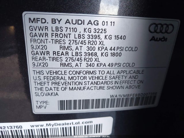 2011 AUDI Q7 WA1VMBFE8BD007356 Photo 8