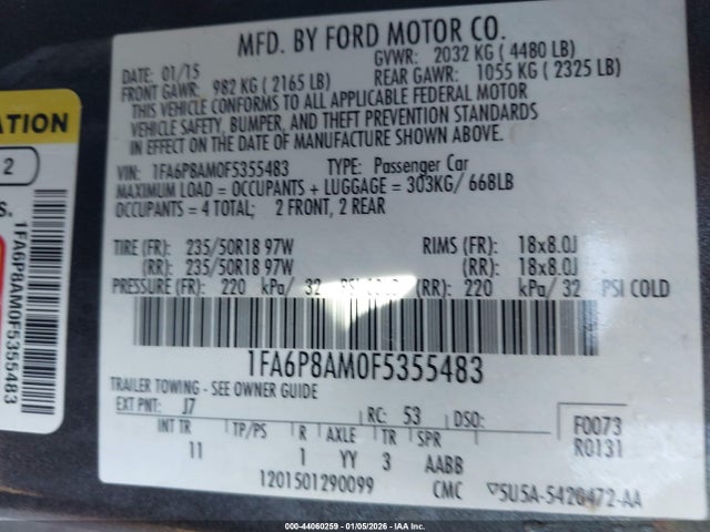1FA6P8AM0F5355483 Ford Mustang V6
