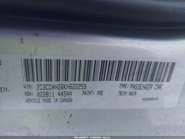 2C3CDXHG6KH622259 Dodge Charger Gt Rwd