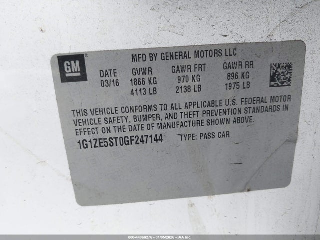 1G1ZE5ST0GF247144 Chevrolet MALIBU 1LT