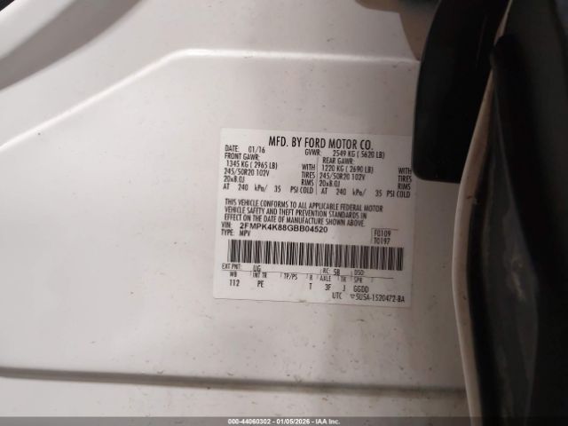 2016 FORD EDGE 2FMPK4K88GBB04520 Photo 8