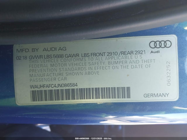 Aukcja sprzedaży 2018 Audi S6 4.0t Premium Plus, vin: WAUHFAFC4JN086584, numer aukcji: 44060368