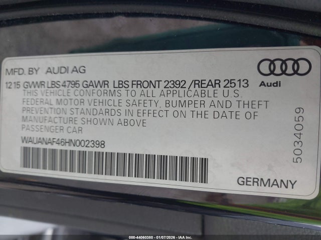 2017 AUDI A4 WAUANAF46HN002398 Photo 8