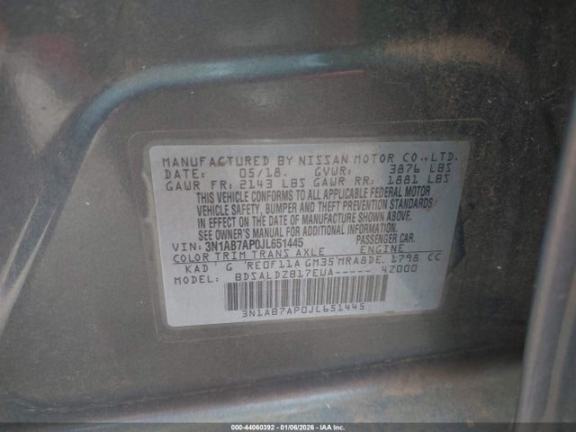 3N1AB7AP0JL651445 Nissan SENTRA SV