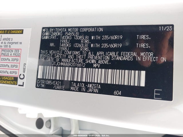 Aukcja sprzedaży 2024 Lexus Rx 350 Premium, vin: JTJCHMAA6R2016612, numer aukcji: 44060409