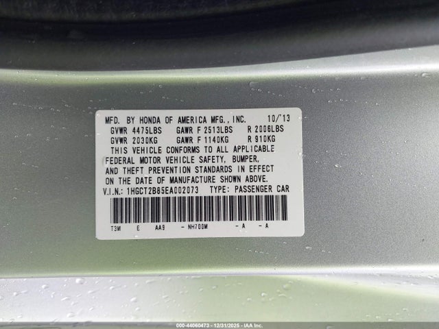 Honda Accord Ex-l V-6 2014 1HGCT2B85EA002073 Image 9