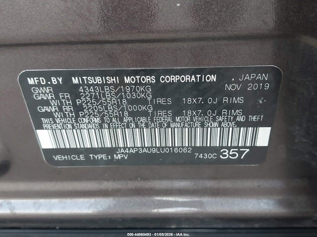 2020 MITSUBISHI OUTLANDER SPORT JA4AP3AU9LU016062 Photo 8