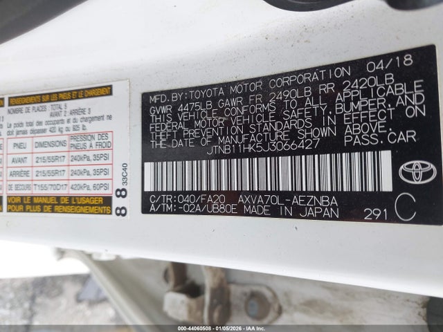 JTNB11HK5J3066427 Toyota CAMRY LE