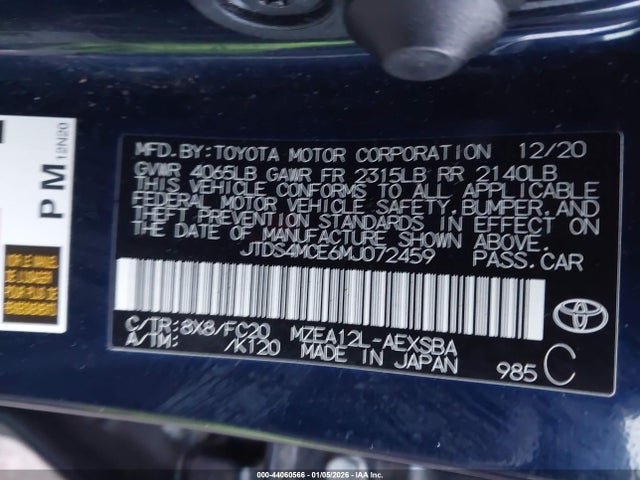 2021 TOYOTA COROLLA JTDS4MCE6MJ072459 Photo 8