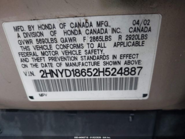 2002 ACURA MDX 2HNYD18652H524887 Photo 8