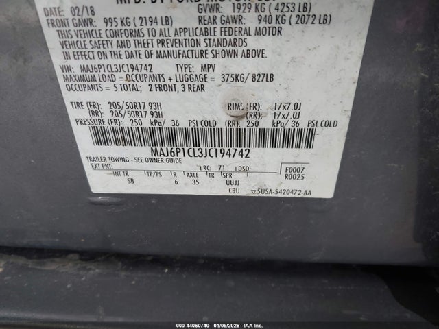 Ford Ecosport Ses 2018 MAJ6P1CL3JC194742 Image 9