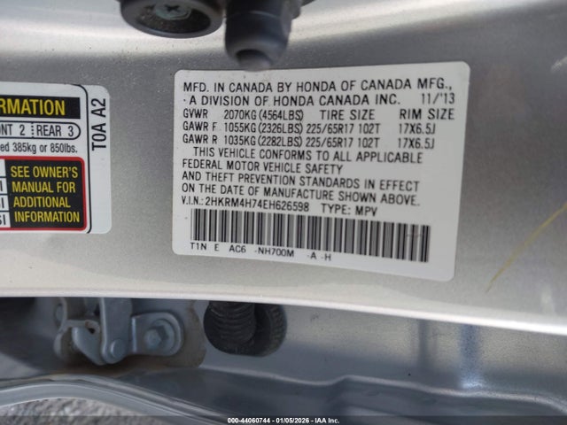 Honda Cr-v Ex-l 2014 2HKRM4H74EH626598 Image 9