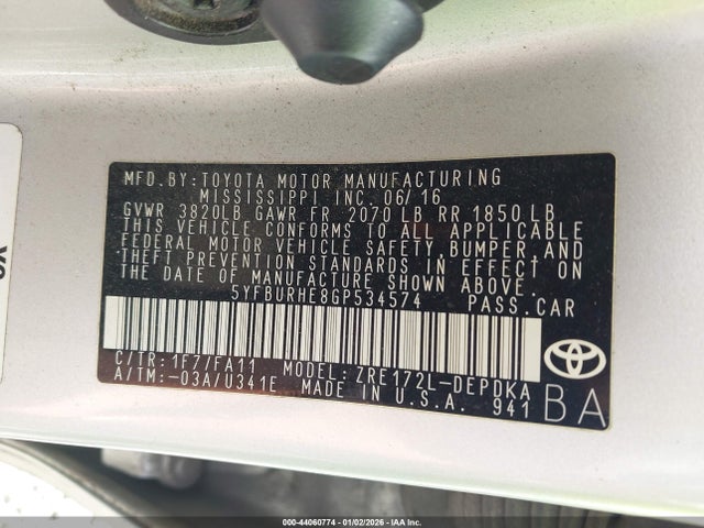 Toyota COROLLA L 2016 5YFBURHE8GP534574 Image 9