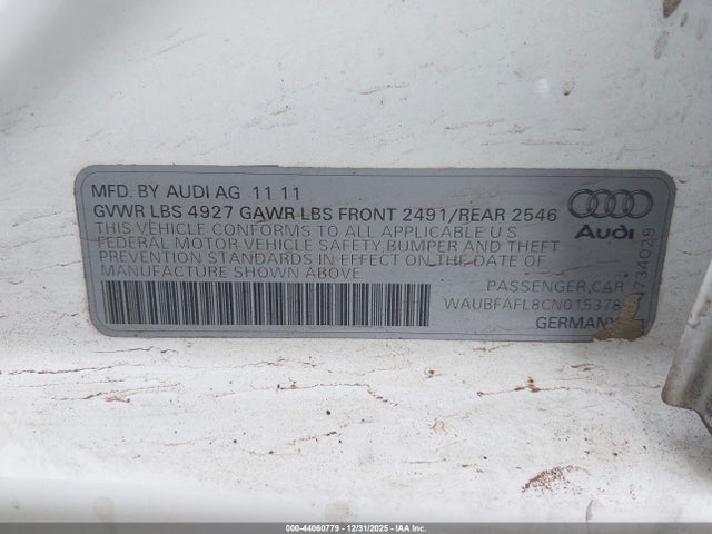 2012 AUDI A4 WAUBFAFL8CN015378 Photo 8