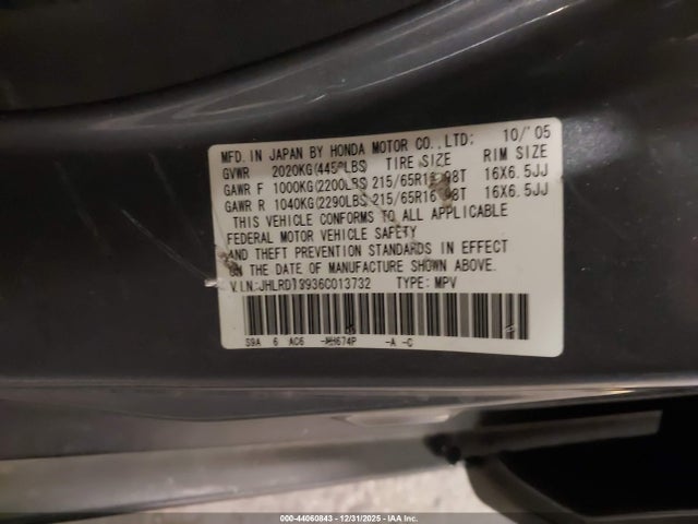 2006 HONDA CR-V JHLRD78936C013732 Photo 8