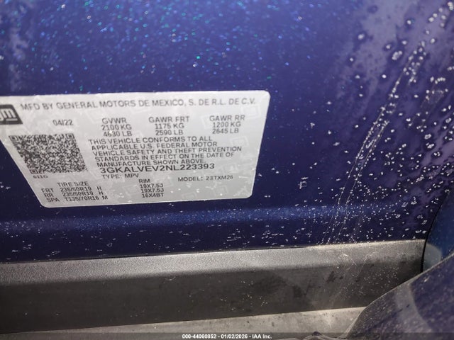2022 Gmc Terrain Awd Slt მანქანა იყიდება აუქციონზე, vin: 3GKALVEV2NL223393, აუქციონის ნომერი: 44060852