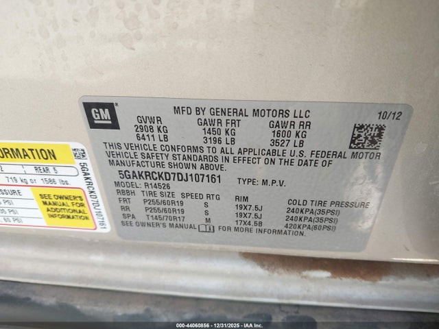 Продаж на аукціоні авто 2013 Buick Enclave Leather, vin: 5GAKRCKD7DJ107161, номер лоту: 44060856