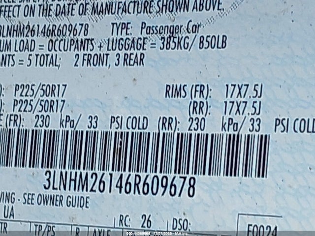 2006 LINCOLN ZEPHYR 3LNHM26146R609678 Photo 8