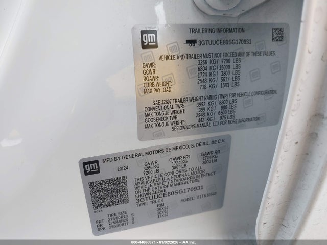 3GTUUCE80SG170931 GMC Sierra 1500 4wd Short Box Elevation With 3sb