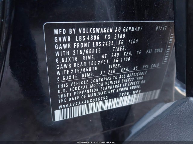 2017 VOLKSWAGEN TIGUAN WVGAV7AX4HK025750 Photo 8