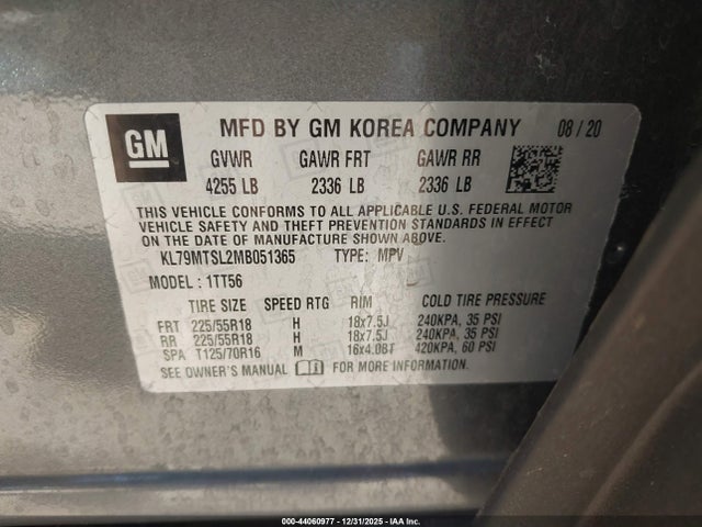KL79MTSL2MB051365 Chevrolet Trailblazer Fwd Rs