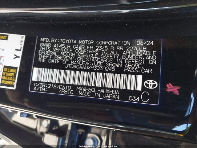 JTDACAAUXR3030248 Toyota Prius Limited