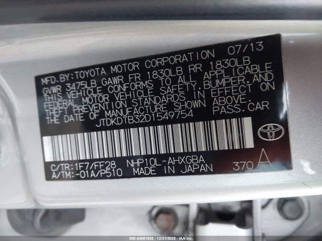 2013 TOYOTA PRIUS C JTDKDTB32D1549754 Photo 8