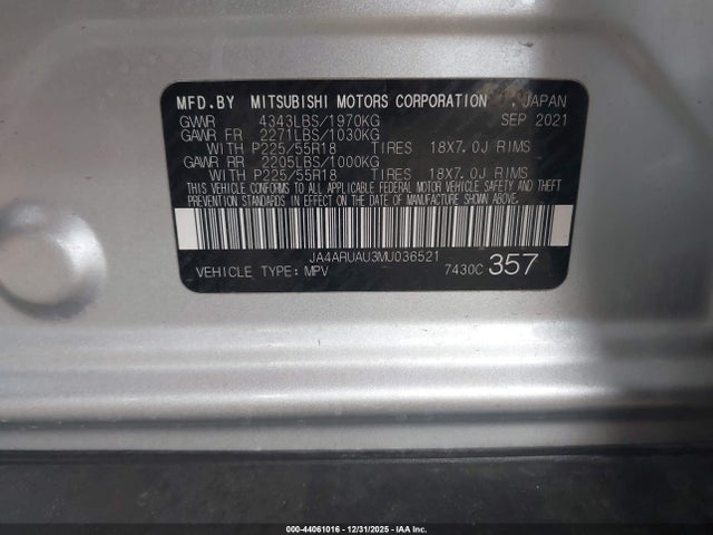 2021 MITSUBISHI OUTLANDER SPORT JA4ARUAU3MU036521 Photo 8