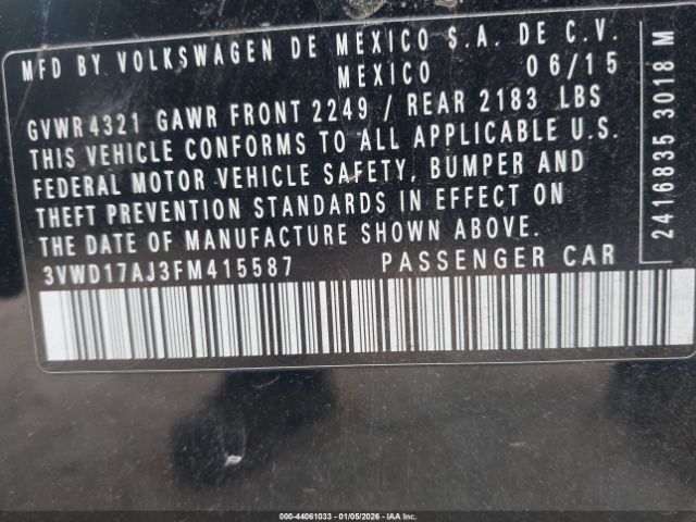 2015 VOLKSWAGEN JETTA 3VWD17AJ3FM415587 Photo 8