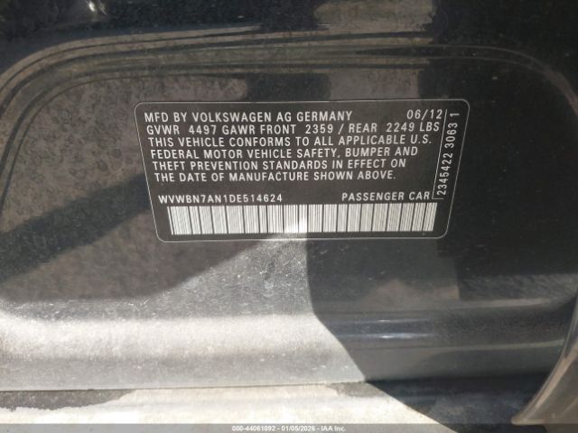 2013 VOLKSWAGEN CC WVWBN7AN1DE514624 Photo 8