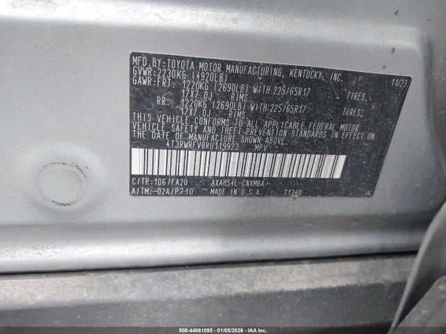 4T3RWRFV8RU119923 Toyota Rav4 Hybrid Xle