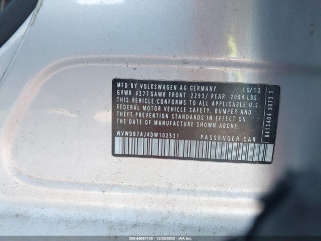 Продаж на аукціоні авто 2013 Volkswagen Golf 2.5l 4-door, vin: WVWDB7AJ4DW102531, номер лоту: 44061140
