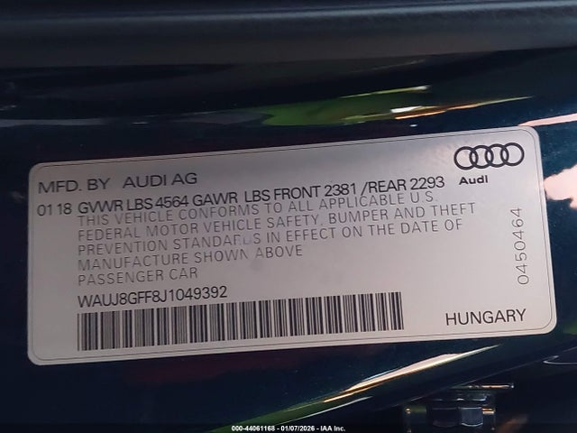 2018 AUDI A3 WAUJ8GFF8J1049392 Photo 8