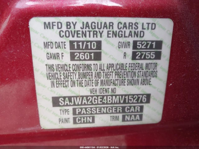 2011 JAGUAR XJ SAJWA2GE4BMV15276 Photo 8