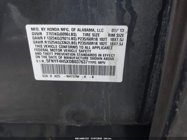 2013 HONDA PILOT 5FNYF4H5XDB037637 Photo 8