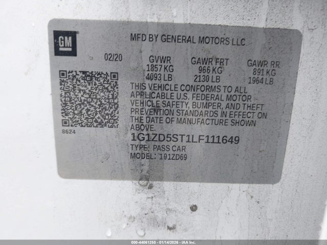 1G1ZD5ST1LF111649 Chevrolet Malibu Fwd Lt