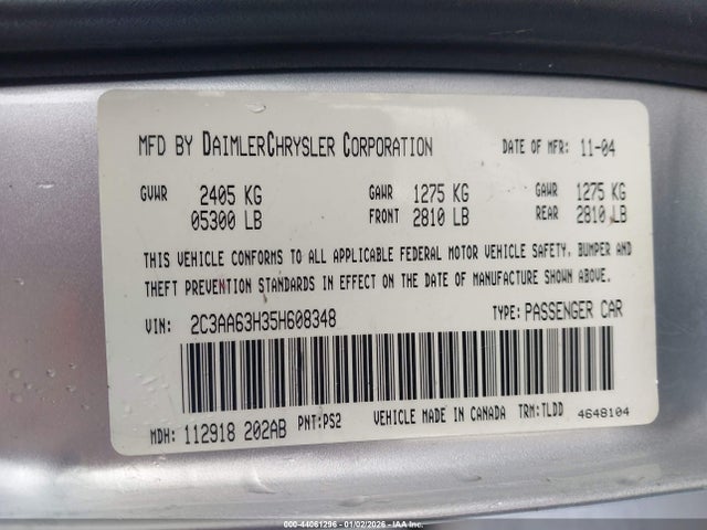 2005 CHRYSLER 300C 2C3AA63H35H608348 Photo 8