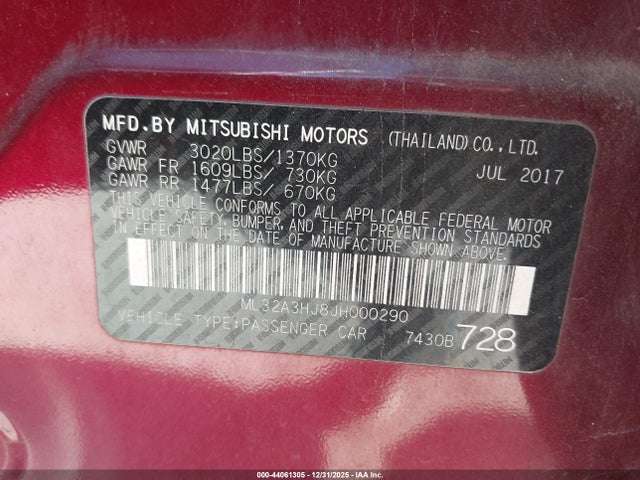 2018 MITSUBISHI MIRAGE ML32A3HJ8JH000290 Photo 8