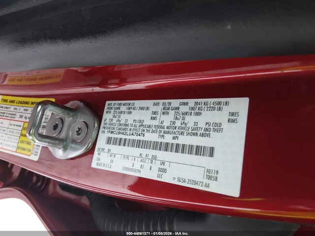 Продаж на аукціоні авто 2020 Ford Escape Sel, vin: 1FMCU9H62LUA70476, номер лоту: 44061371