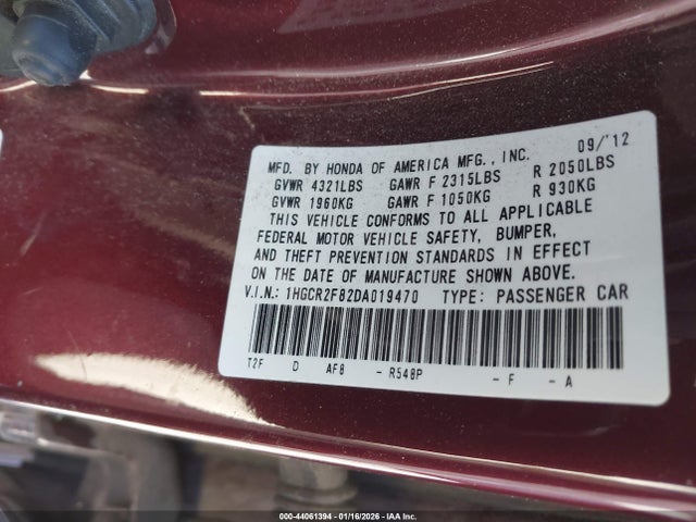 2013 HONDA ACCORD SDN 1HGCR2F82DA019470 Photo 8