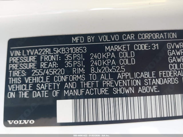 2019 VOLVO XC60 LYVA22RL5KB310853 Photo 8