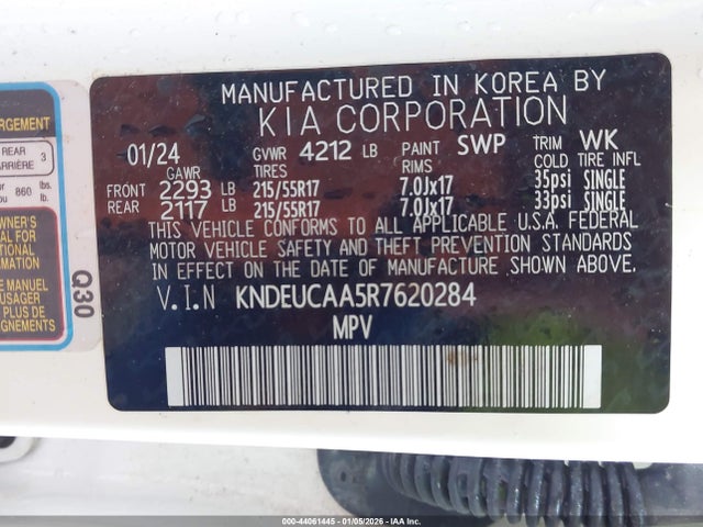2024 Kia Seltos S მანქანა იყიდება აუქციონზე, vin: KNDEUCAA5R7620284, აუქციონის ნომერი: 44061445