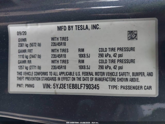 2020 TESLA MODEL 3 5YJ3E1EB8LF790345 Photo 8