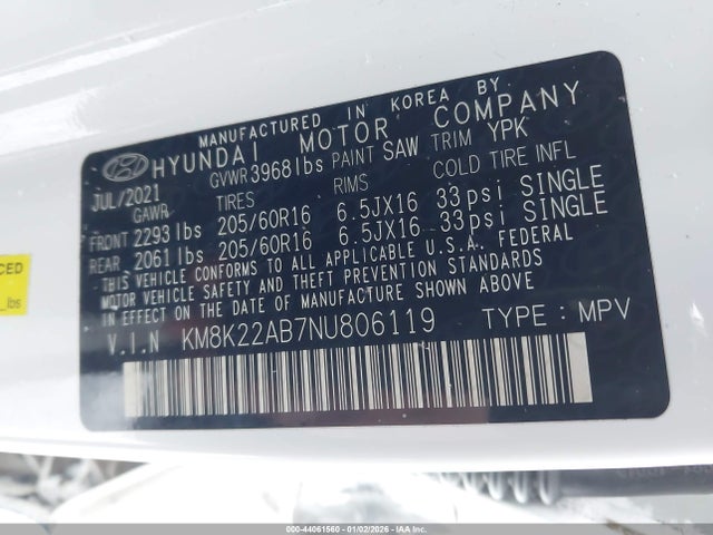2022 HYUNDAI KONA KM8K22AB7NU806119 Photo 8