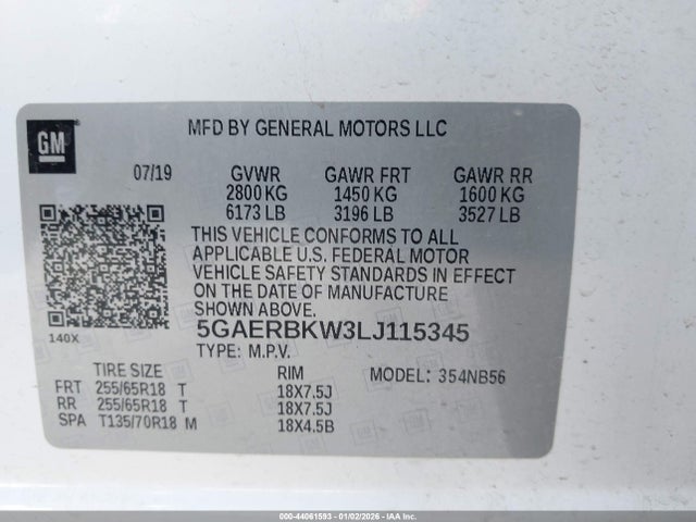 Aukcja sprzedaży 2020 Buick Enclave Fwd Essence, vin: 5GAERBKW3LJ115345, numer aukcji: 44061593