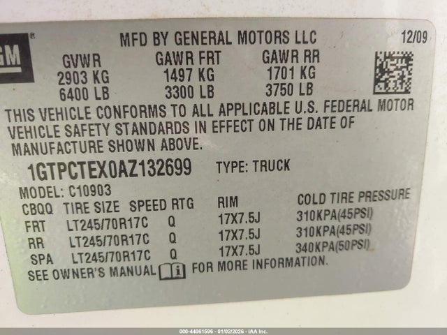 Продаж на аукціоні авто 2010 Gmc Sierra 1500 Work Truck, vin: 1GTPCTEX0AZ132699, номер лоту: 44061596