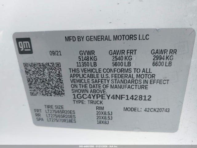1GC4YPEY4NF142812 Chevrolet Silverado 2500hd 4wd Standard Bed Ltz