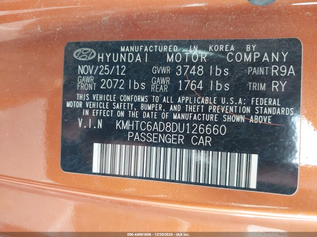 2013 HYUNDAI VELOSTER KMHTC6AD8DU126660 Photo 8